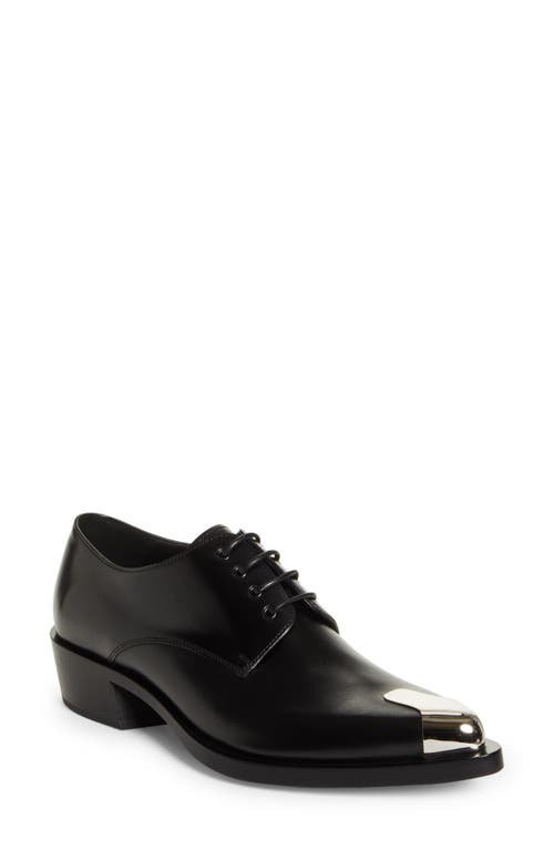 Alexander Mcqueen Cap Toe Derby In Black/silver