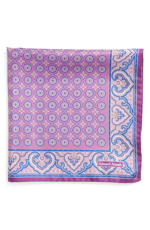 EDWARD ARMAH Mini Medallion Silk Pocket Square in Magenta