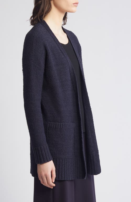 Shop Eileen Fisher Organic Cotton Bouclé Cardigan In Nocturne