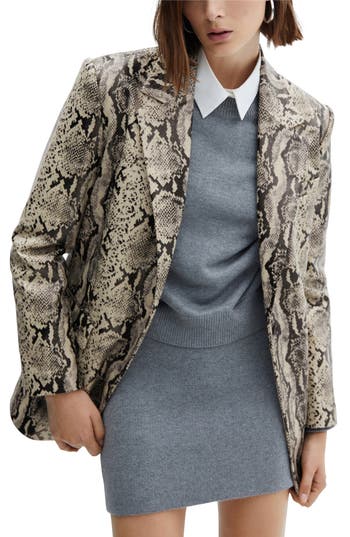 Mango Women's Snake Print Blazer In White