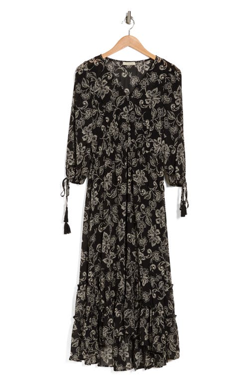 Shop Lovestitch Floral High-low Dress In Black/natural