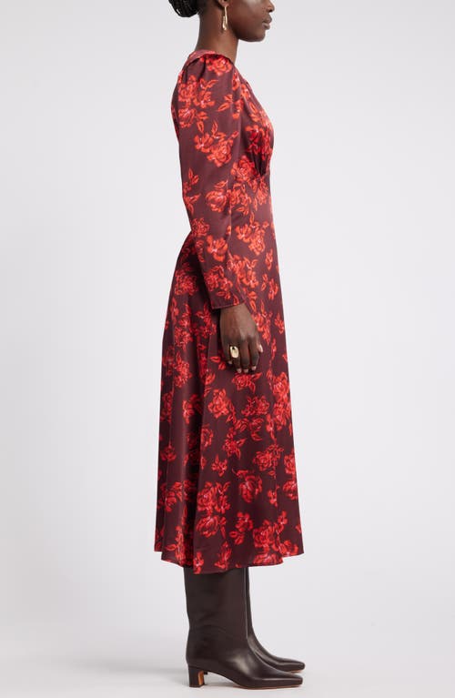NORDSTROM NORDSTROM LONG SLEEVE SATIN MIDI DRESS