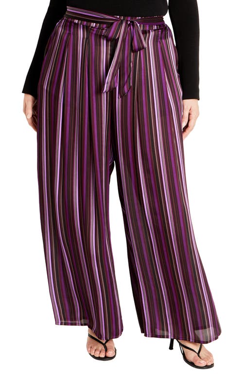 Shop City Chic Willow Stripe Wide Leg Pants In Lily Stripe