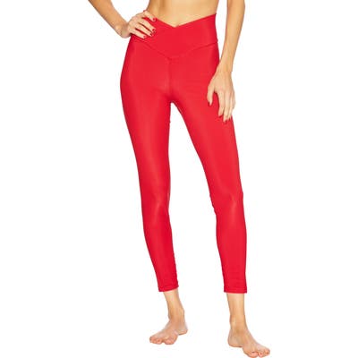 Beach Riot High Waist Rib Leggings, Red