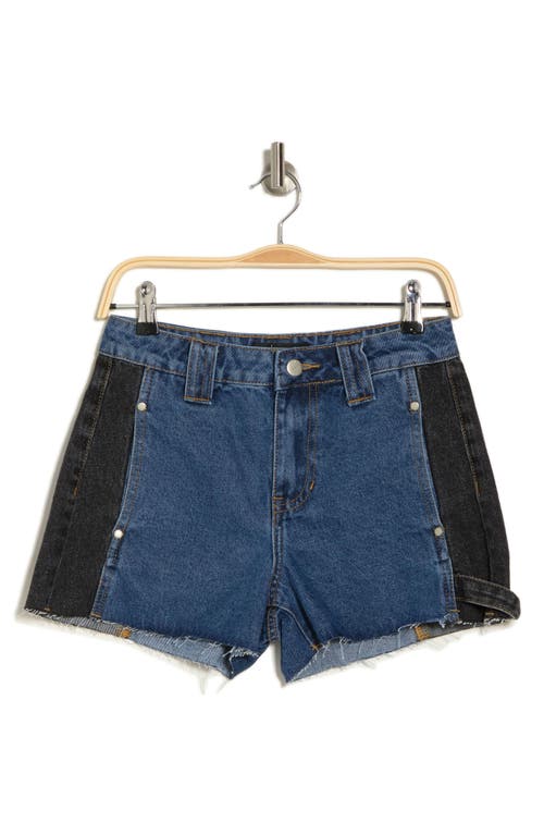 Shop Ptcl Colorblock High Waist Cutoff Denim Shorts In Indigo/black