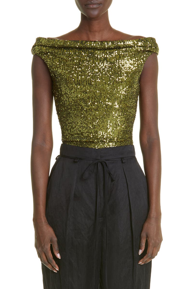 Jason Wu Collection Sequin Mesh Off the Shoulder Top | Nordstrom