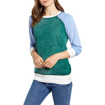 Treasure & Bond Colorblock Crewneck Sweatshirt, Green