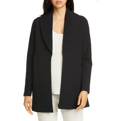 Petite Eileen Fisher Shawl Collar Jacket, Black