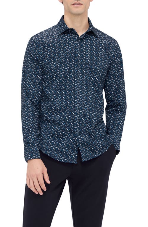 Shop Bugatchi James Ooohcotton® Martini Print Button-up Shirt In Navy