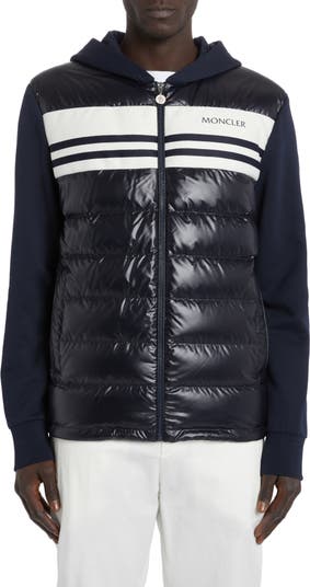 Moncler Quilted 750 Fill Power Down Cotton Knit Hooded Cardigan