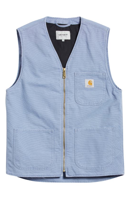Shop Carhartt Arbor Organic Cotton Zip Vest In Bay Blue Aged Canvas