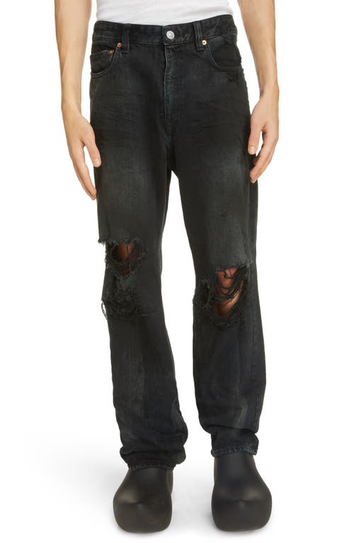 Balenciaga Destroyed Ripped Nonstretch Jeans Flat Black at Nordstrom,