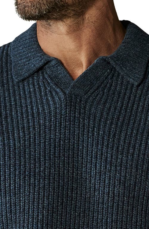 Shop The Normal Brand Ribbed Cotton Blend Polo Sweater In Steel Blue