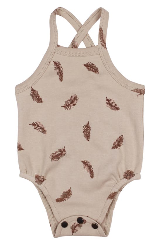Shop L'ovedbaby Crisscross Organic Cotton Bodysuit In Oatmeal Feather