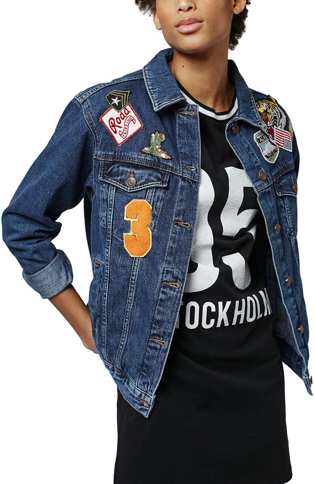 Patch Oversize Denim Jacket Nordstrom