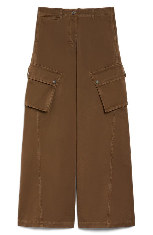 Shop Max Mara Weekend  Elvy Wide Leg Cotton Cargo Pants In Brown