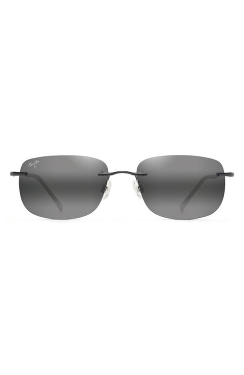 Maui Jim Ohai 59.5mm Polarized Rectangular Sunglasses in Black Gloss/Neutral Grey at Nordstrom