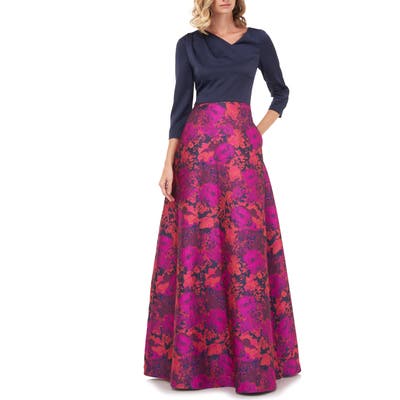 Kay Unger Izabella A-Line Evening Gown, Red