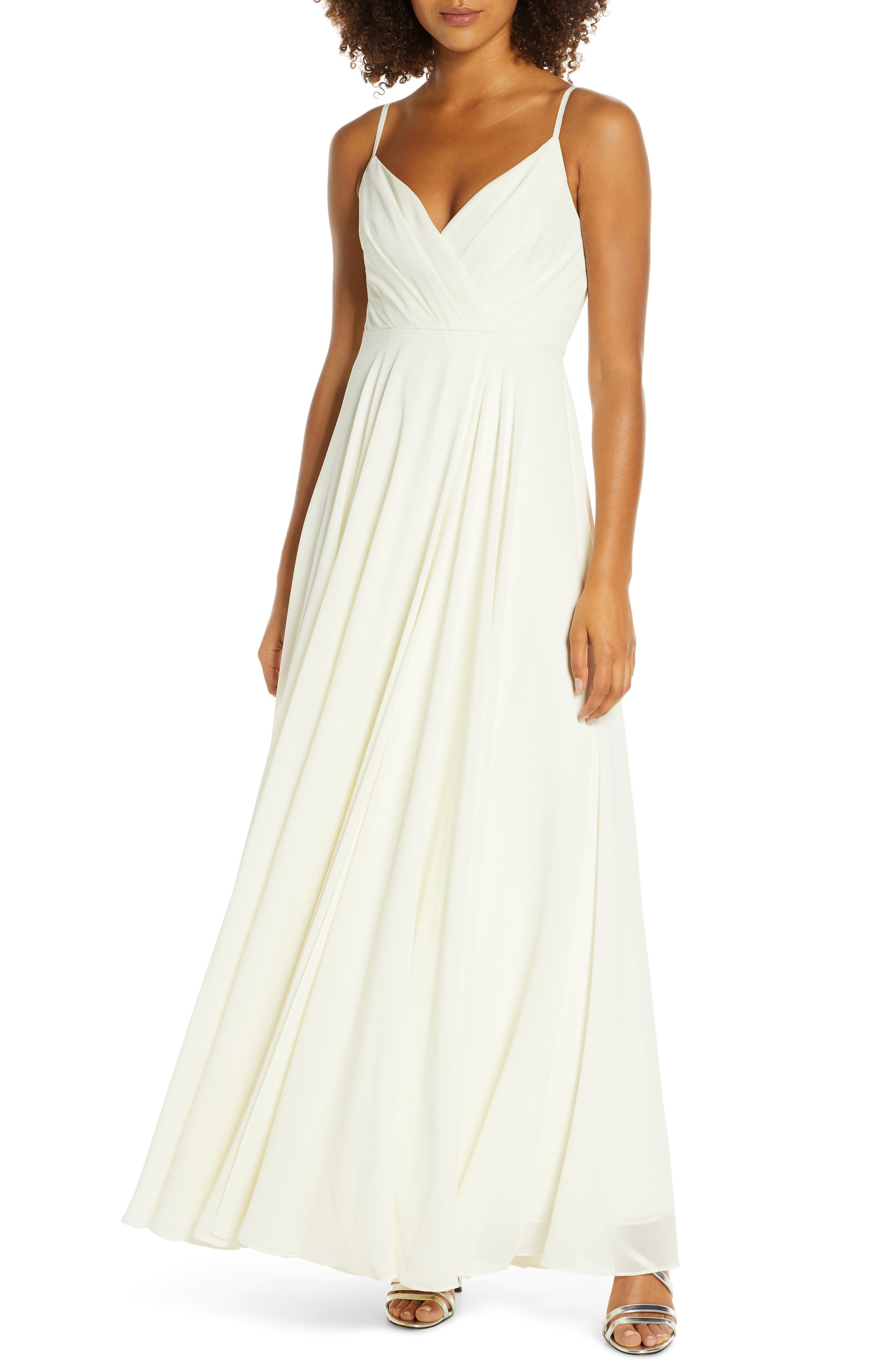 lulus surplice chiffon gown