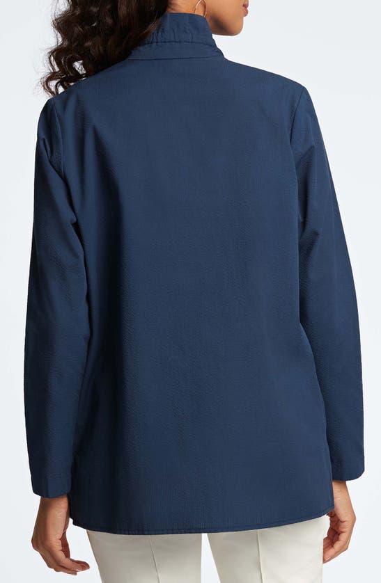 Shop Foxcroft Carolina Seersucker Button-up Shirt In Navy