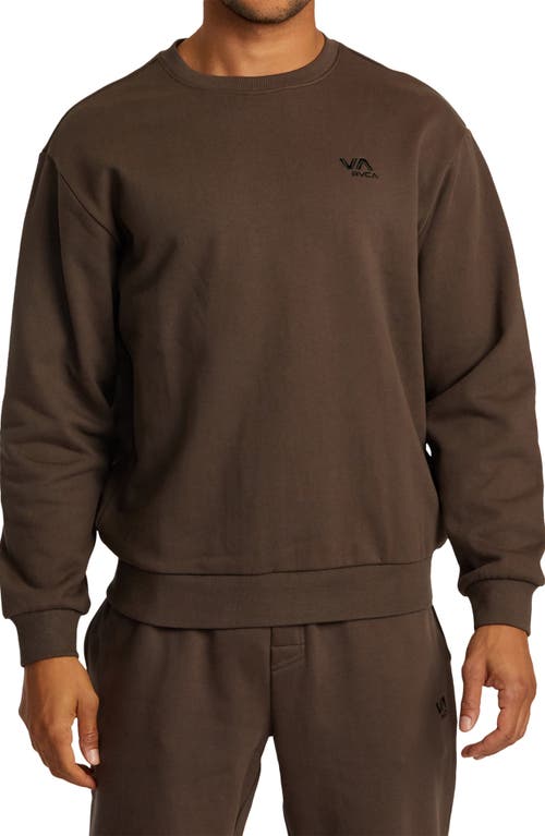 Shop Rvca Essential Logo Embroidered Sweatshirt In Mocha