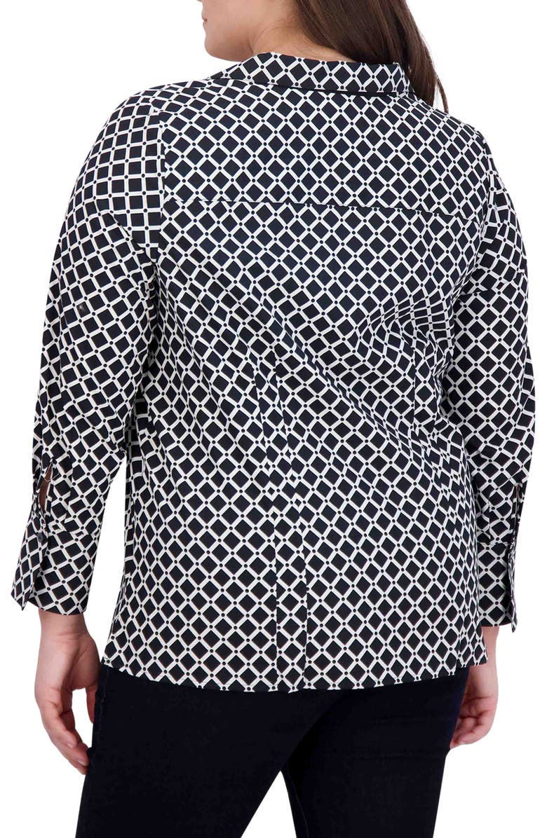 Foxcroft Katie Diamond Print Cotton Button-Up Shirt | Nordstrom