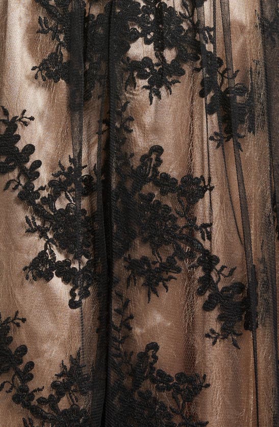 Lulus Utter Elegance Embroidered Sleeveless Lace Gown In Black