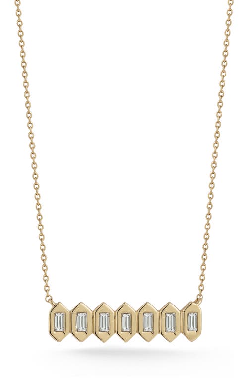 Dana Rebecca Designs Sadie Pearl Diamond Baguette Hexagonal Bar Pendant Necklace In Yellow Gold
