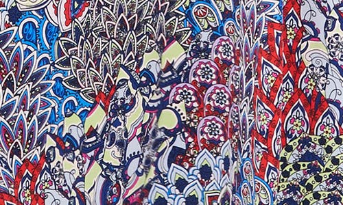 Shop Chaus Print V-neck Midi Dress In Orange/purple/blue