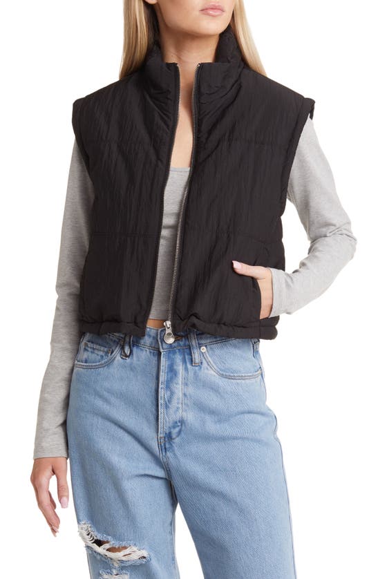 Thread & Supply Cropped Puffer Vest In Black