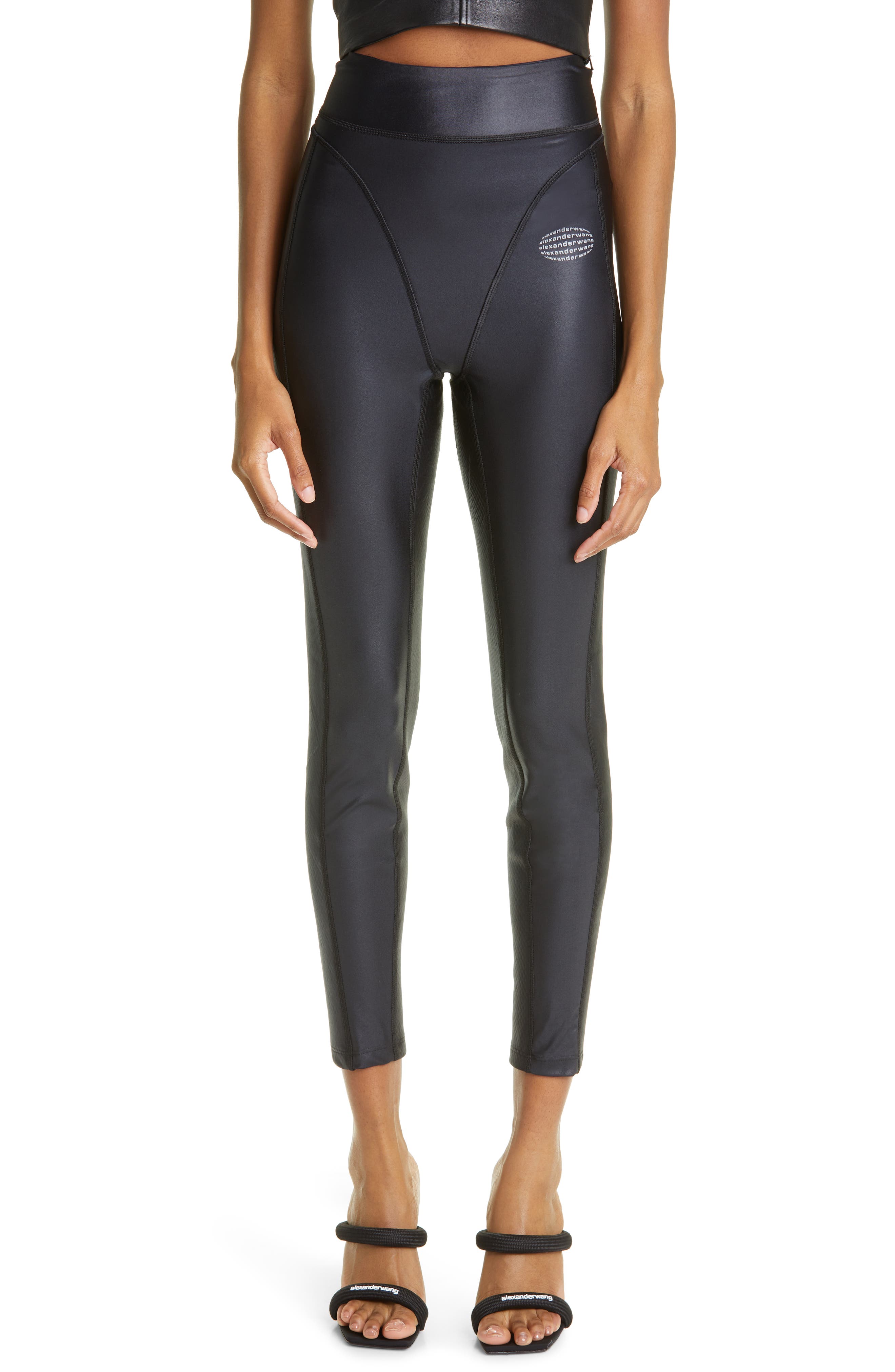 Alexander Wang Active Panty Line Crop High Waist Leggings in Black Smart Closet