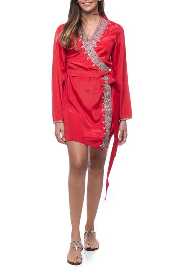 Ranee's Ranees Embellished Robe In Red