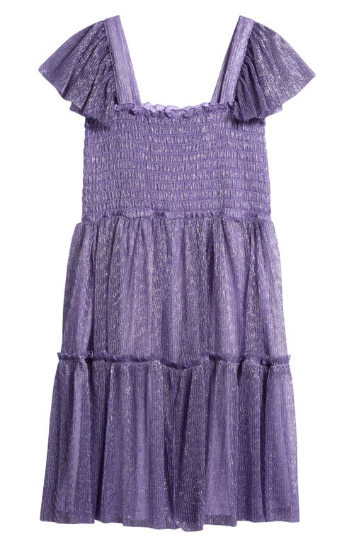 Shop Zunie Kids' Flutter Sleeve Plissé Party Dress In Lilac