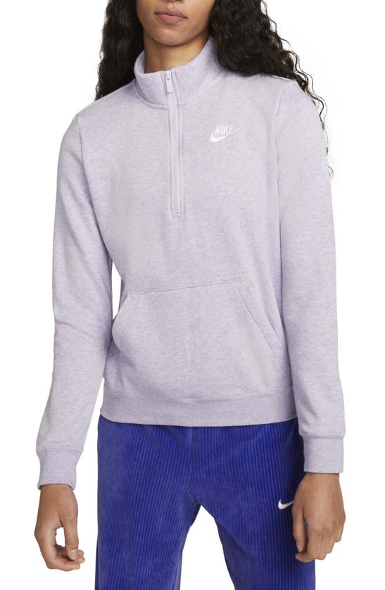Nike Sportswear Club Fleece Quarter Zip Pullover In Light Thistle