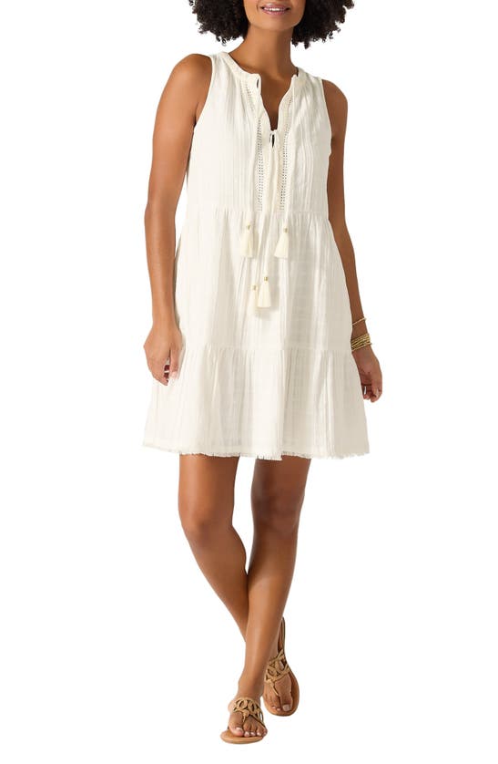 Shop Tommy Bahama Mykonos Tassel Accent Cotton Gauze Cover-up Dress In Coconut