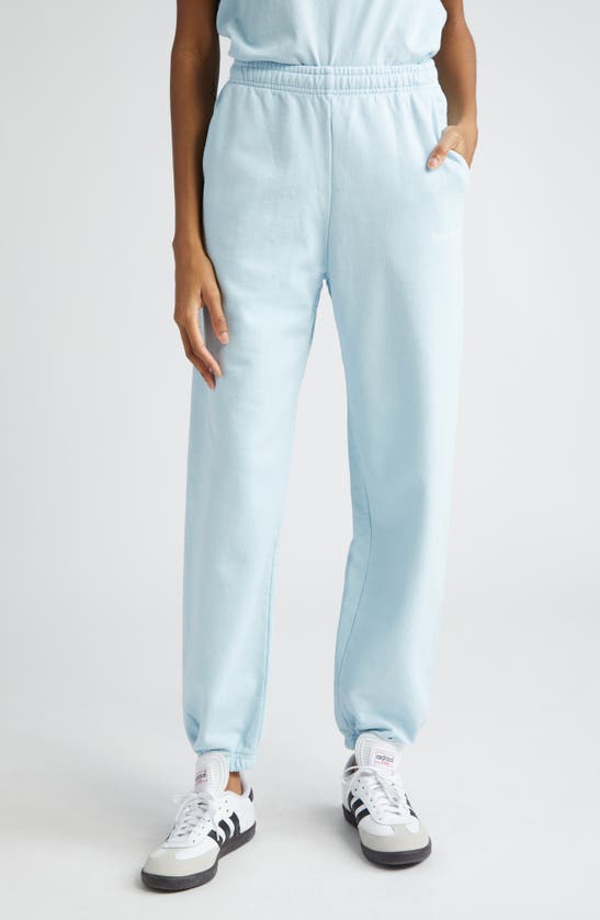 Shop Sporty And Rich Logo Cotton Fleece Joggers In Baby Blue