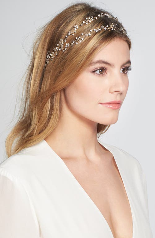 Brides & Hairpins Gia Double Banded Halo Headpiece in 14 K Gold