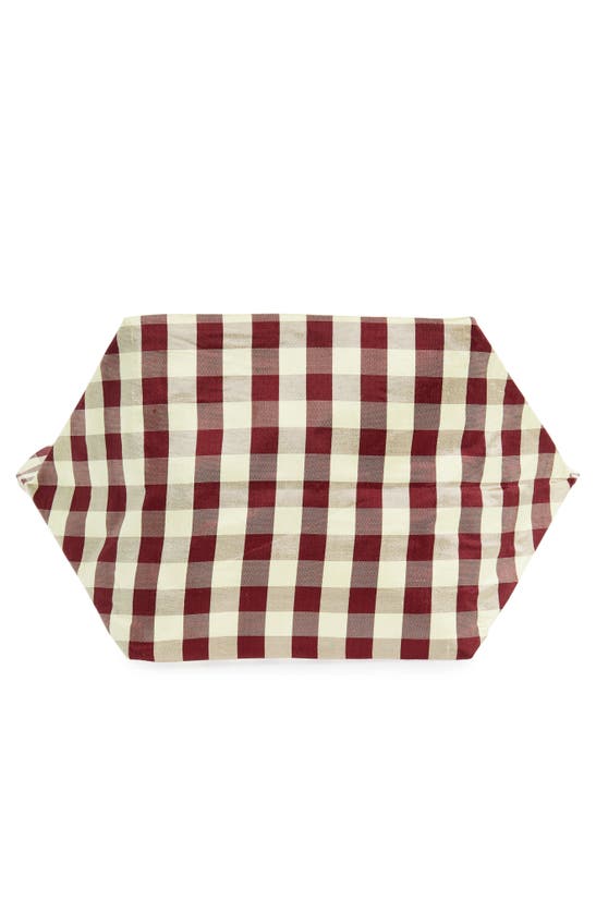 Shop Coming Of Age Everyday Gingham Silk Taffeta Tote In Gingham Burgundy Yellow