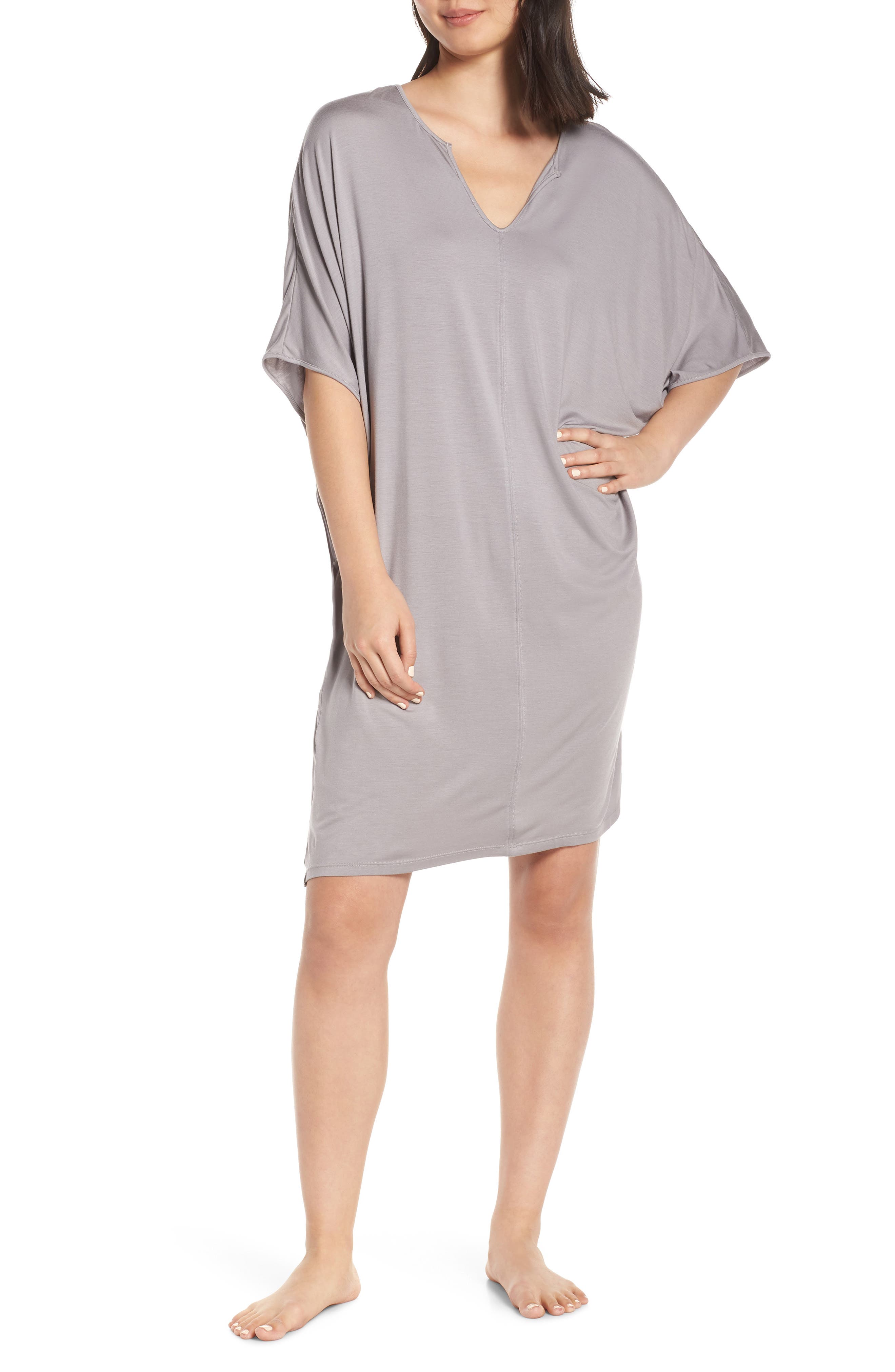 Barefoot Dreams Luxe Jersey Nightgown, Size One Size - Grey