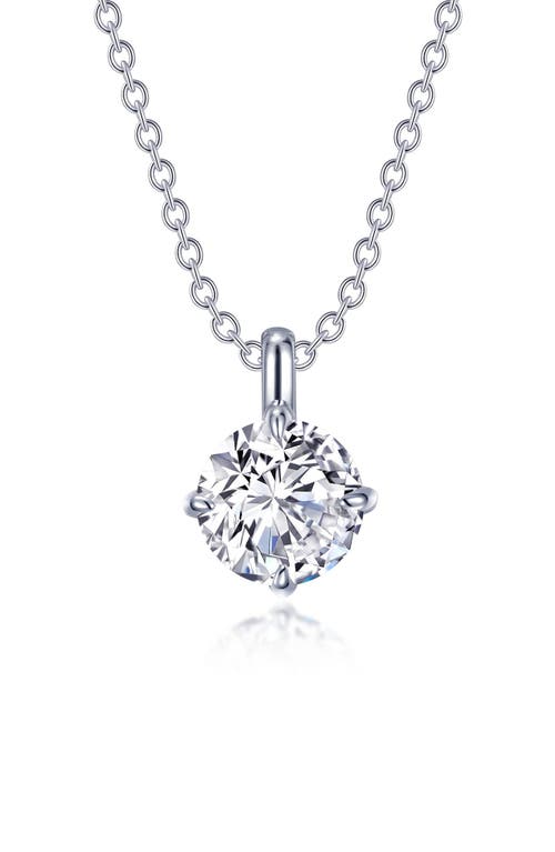 Simulated Solitaire Diamond Pendant Necklace in White