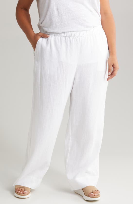 Shop Eileen Fisher Organic Linen Wide Leg Pants In White
