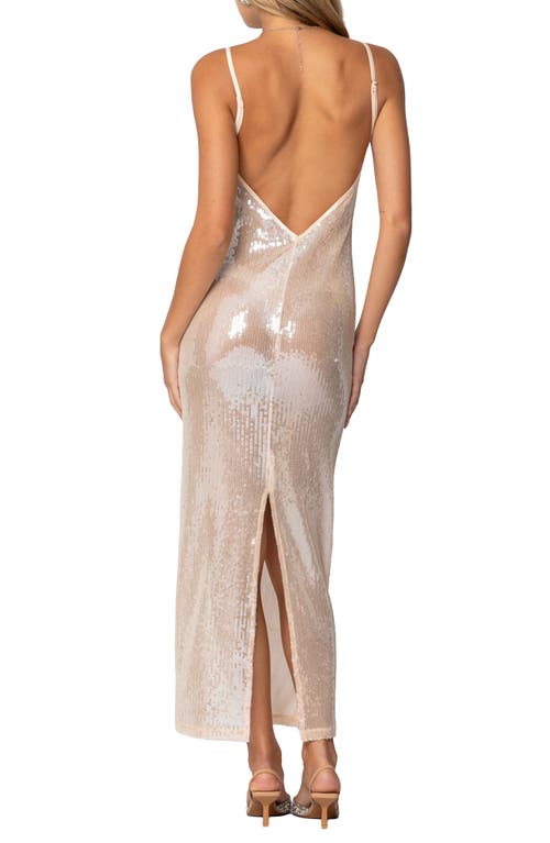 Edikted Sheer Sequin Slipdress In Light-pink