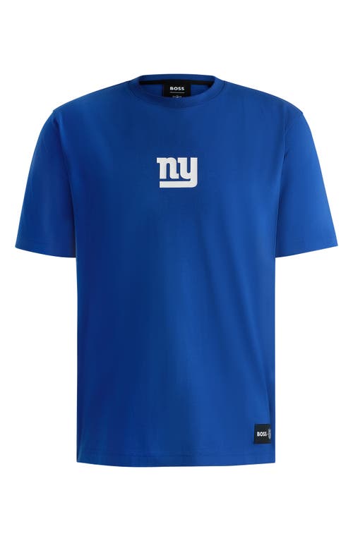 Shop Hugo Boss Boss X Nfl Stretch Cotton Graphic T-shirt In New York Giants - Blue