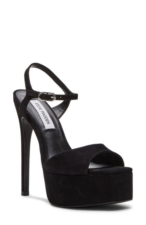 Shop Steve Madden Cologne Platform Stiletto Sandal In Black Nubuck