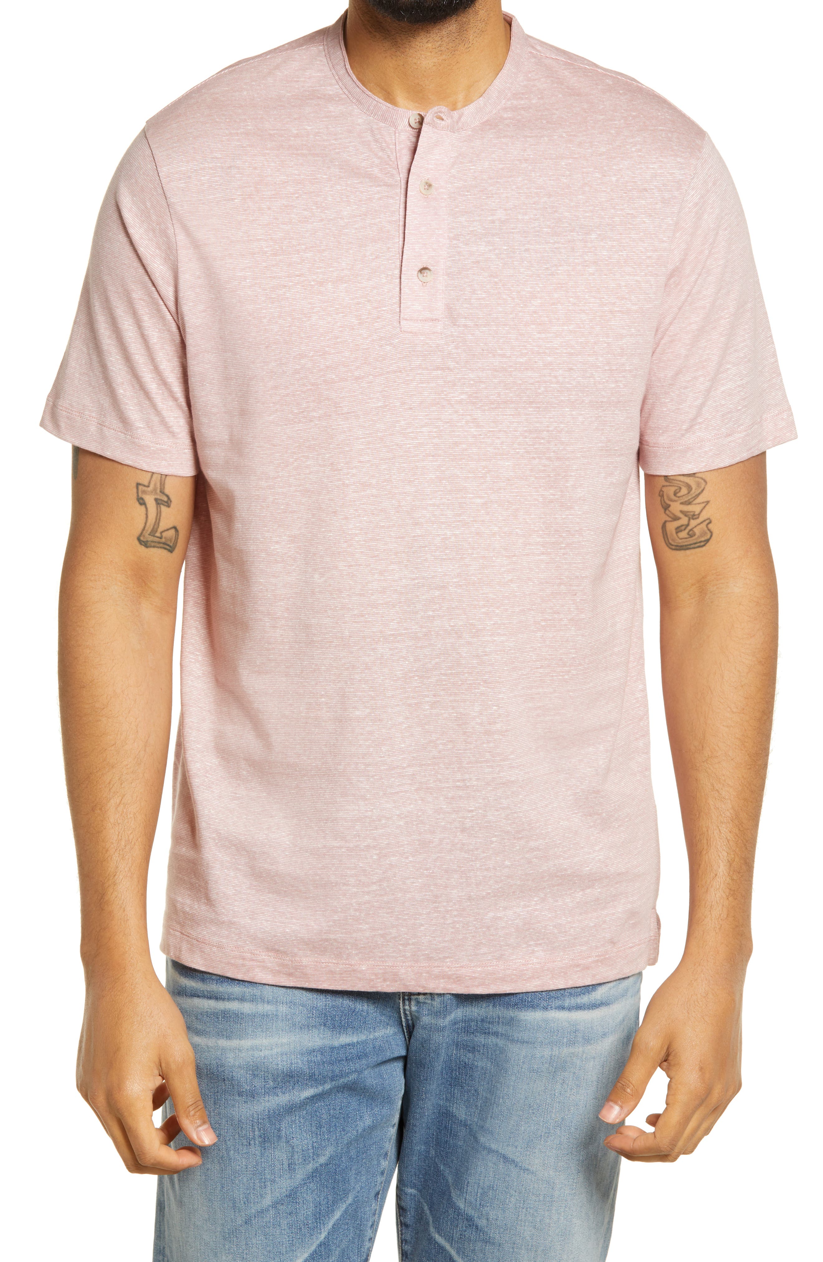 mens pink henley