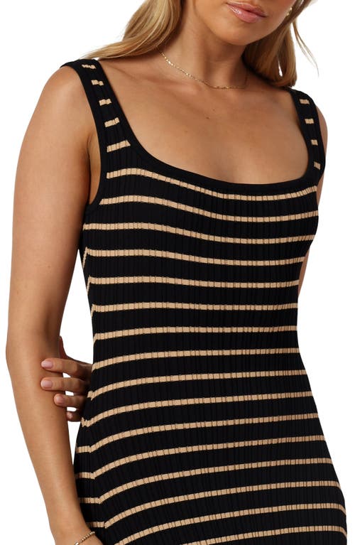 Petal And Pup Petal & Pup Henry Stripe Ribbed Sleeveless Sweater Dress In Black