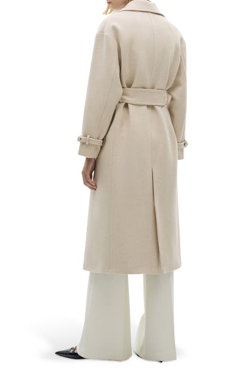 MANGO MANGO TIE BELT WOOL BLEND COAT