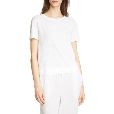 Eileen Fisher Crewneck Organic Linen Tee, White