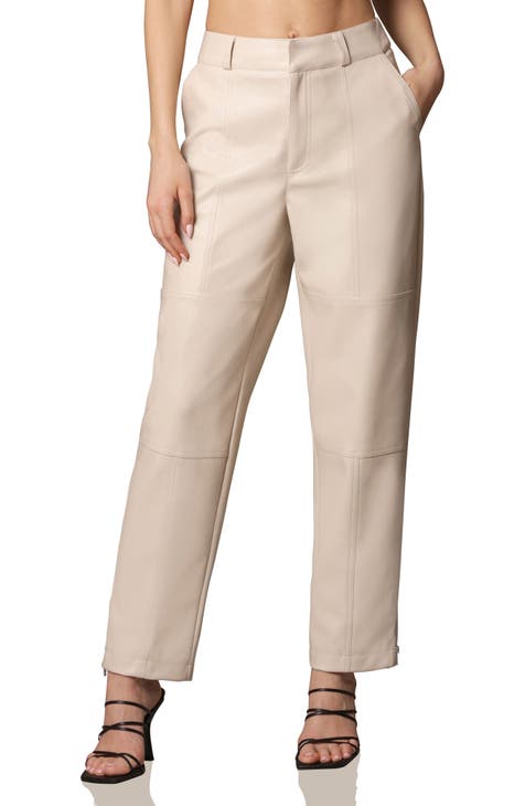 Nyssa Cream Faux Leather Trousers
