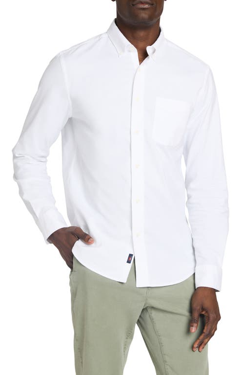Cotton Blend Oxford Button-Down Shirt in Pure White